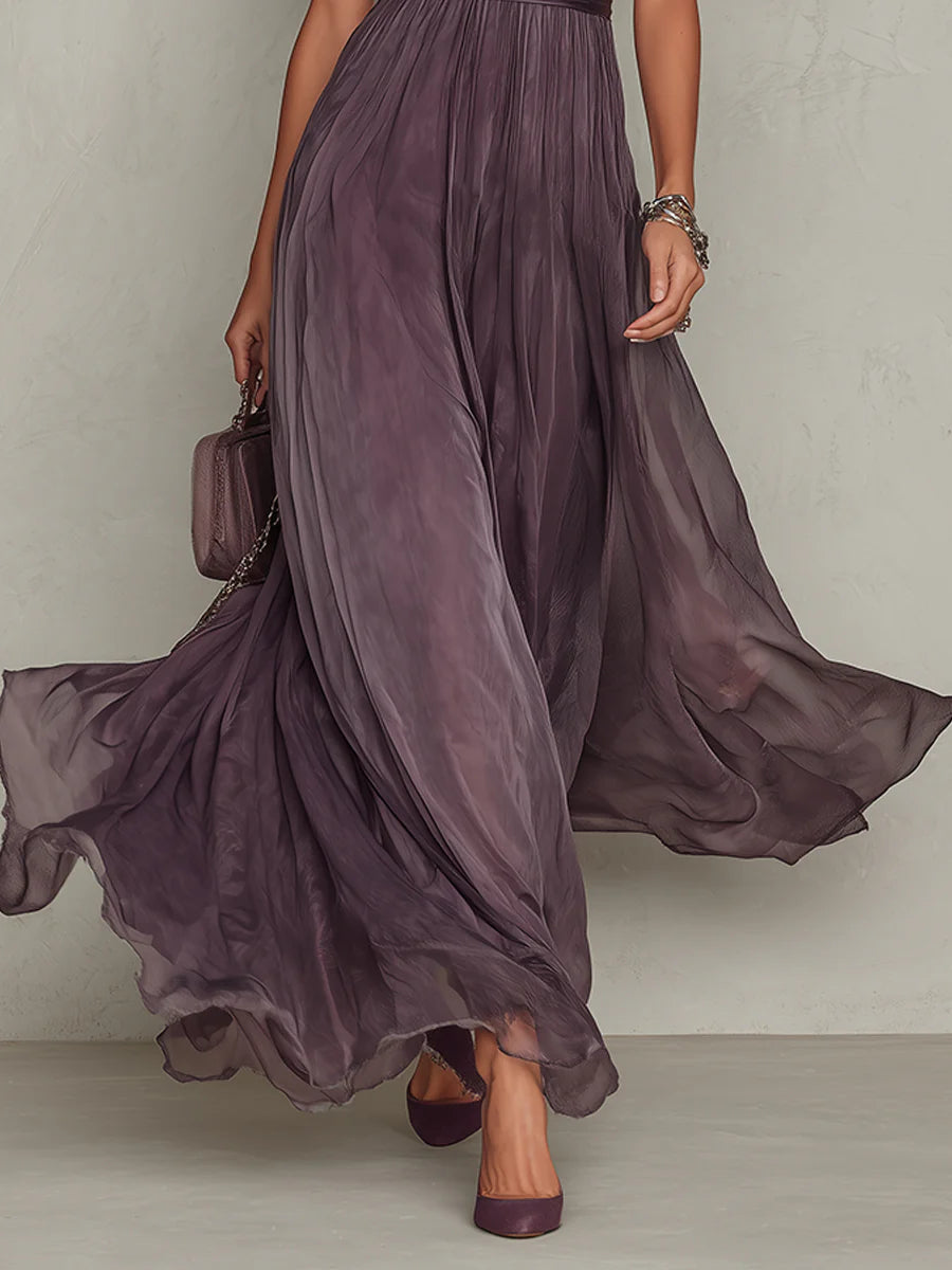 Ashley | Vintage Elegantes Maxikleid für Damen mit Rundhalsausschnitt