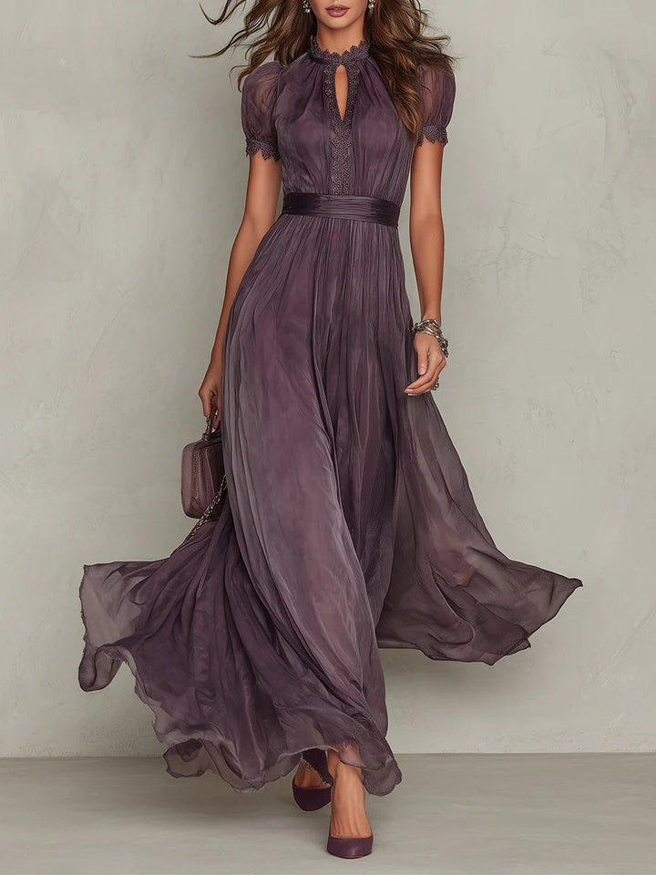 Ashley | Vintage Elegantes Maxikleid für Damen mit Rundhalsausschnitt