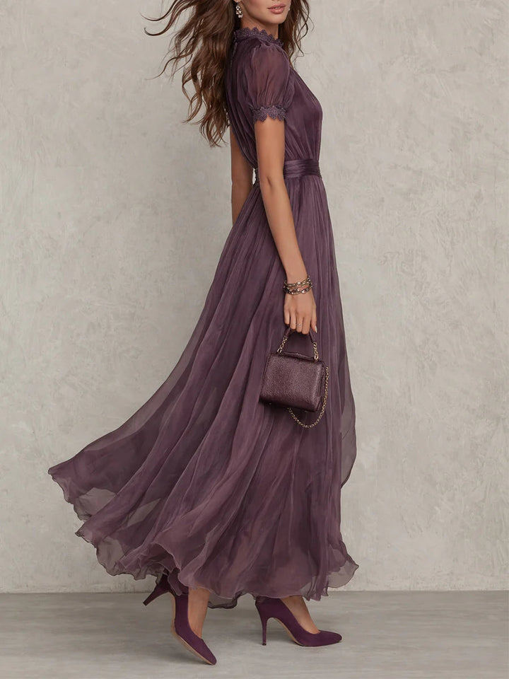 Ashley | Vintage Elegantes Maxikleid für Damen mit Rundhalsausschnitt