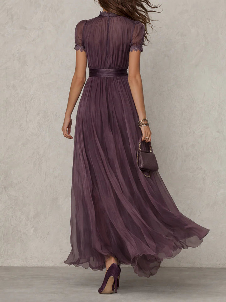 Ashley | Vintage Elegantes Maxikleid für Damen mit Rundhalsausschnitt