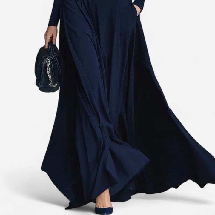 Yvelise Maxikleid für Damen mit Stehkragen und langen Ärmeln
