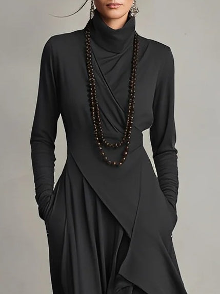 Keirae | Schickes Langes Maxikleid für Damen mit Rollkragen und langen Ärmeln