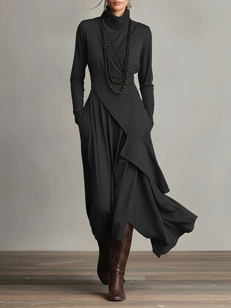 Keirae | Schickes Langes Maxikleid für Damen mit Rollkragen und langen Ärmeln