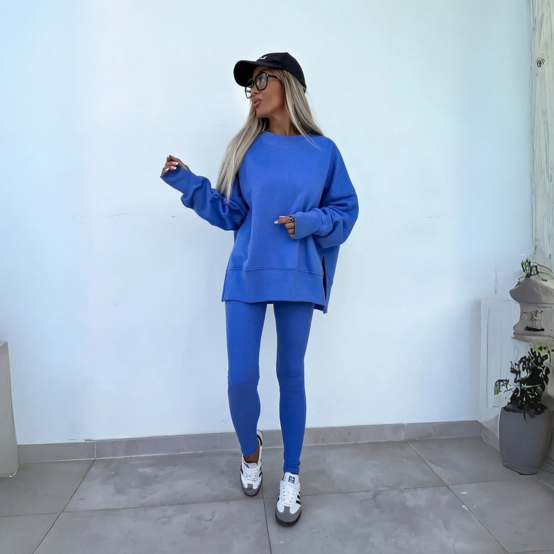 YACHI | Entspanntes Sweatshirt für Damen mit langen Ärmeln und Hosenensemble