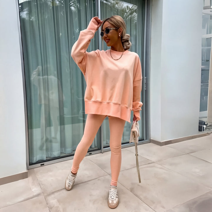 YACHI | Entspanntes Sweatshirt für Damen mit langen Ärmeln und Hosenensemble