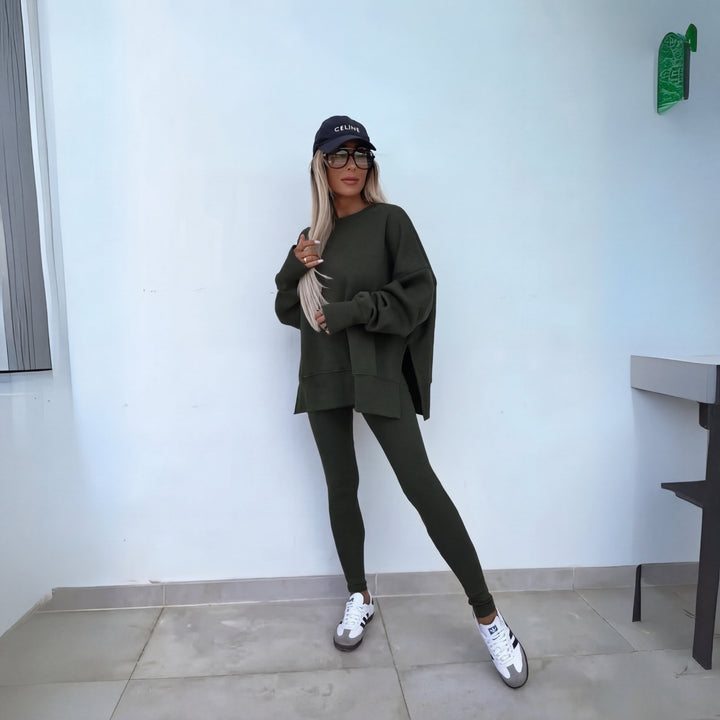 YACHI | Entspanntes Sweatshirt für Damen mit langen Ärmeln und Hosenensemble