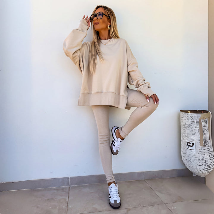 YACHI | Entspanntes Sweatshirt für Damen mit langen Ärmeln und Hosenensemble