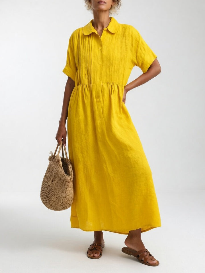Lindie | Müheloses Sommerhemdkleid für Damen mit kurzen Ärmeln und langen Ärmeln