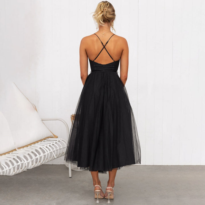 Damen ärmelloses Midikleid mit Bindegürtel
