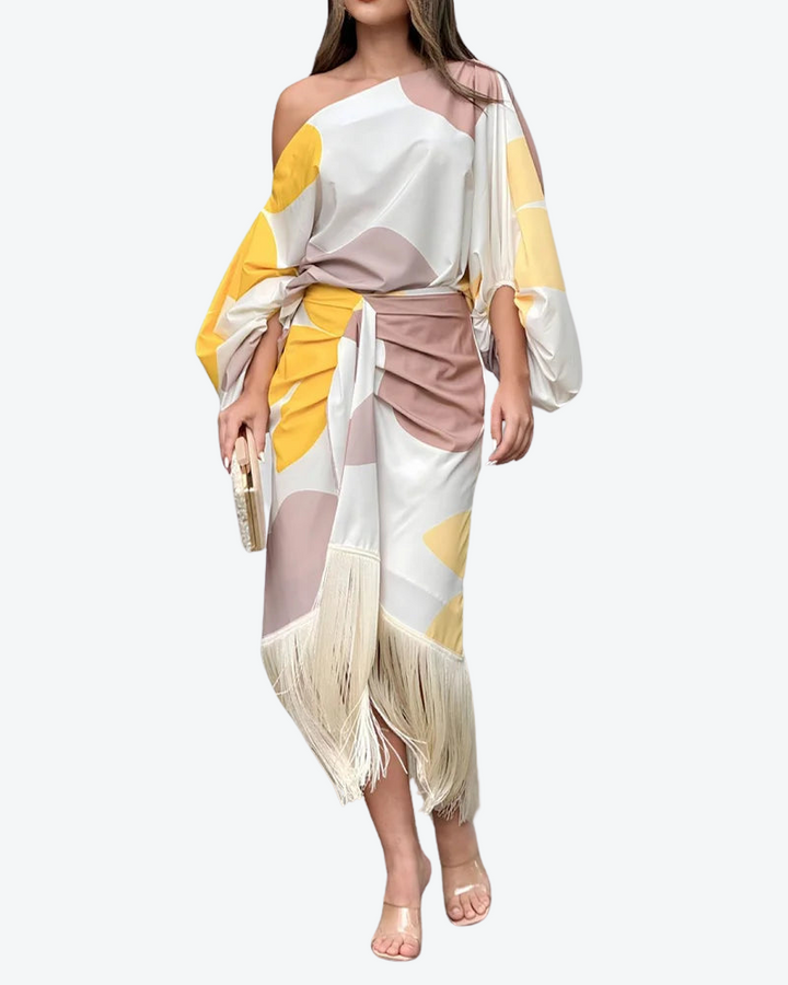Serena | Elegantes Stilvolles Set mit asymmetrischem Ausschnitt und langen Ärmeln