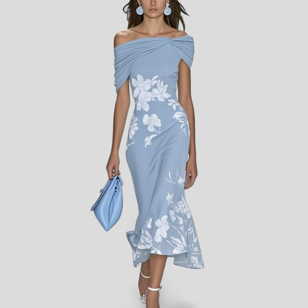 Isabelle | Elegantes Midi-Kleid für Damen mit Carmen-Ausschnitt und Flügelärmeln