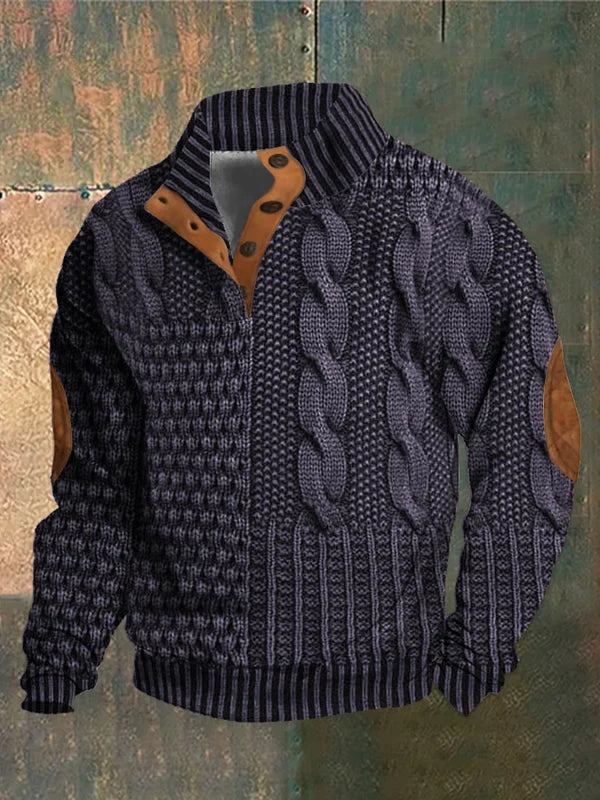 Basil | 3D-Print Pullover für Herren mit Muster und Rundhalsausschnitt