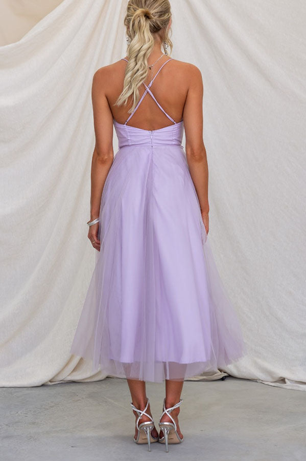Modernes Prinzessinnen-Maxikleid für Damen mit Trägern für besondere Anlässe
