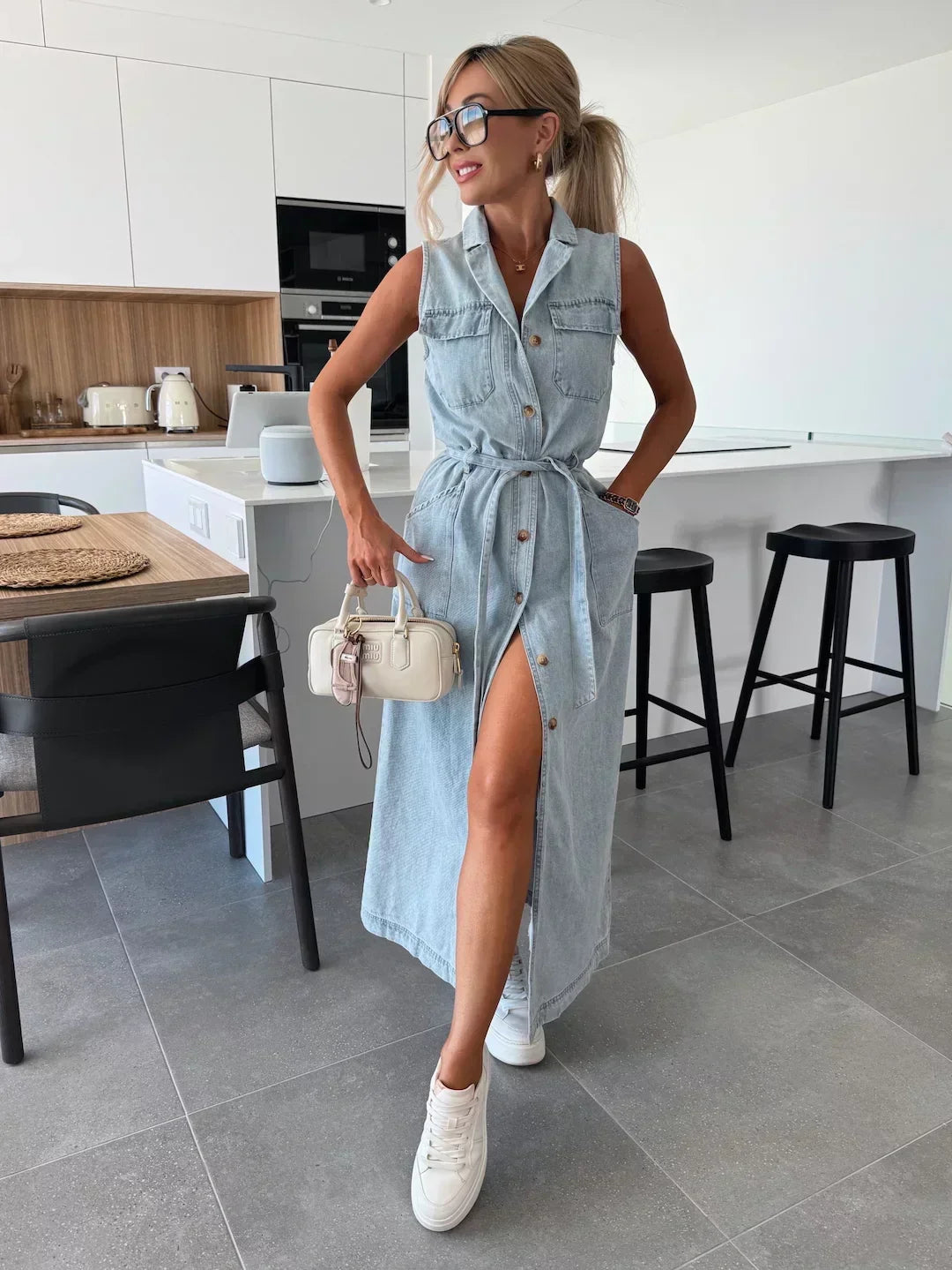 Diane | Denim Maxikleid für Damen