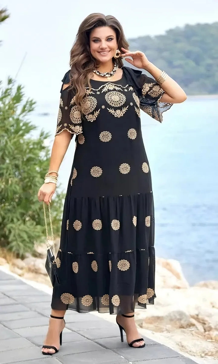 Dionne | Elegantes Mesh-Sommerkleid für Damen mit Rundhalsausschnitt