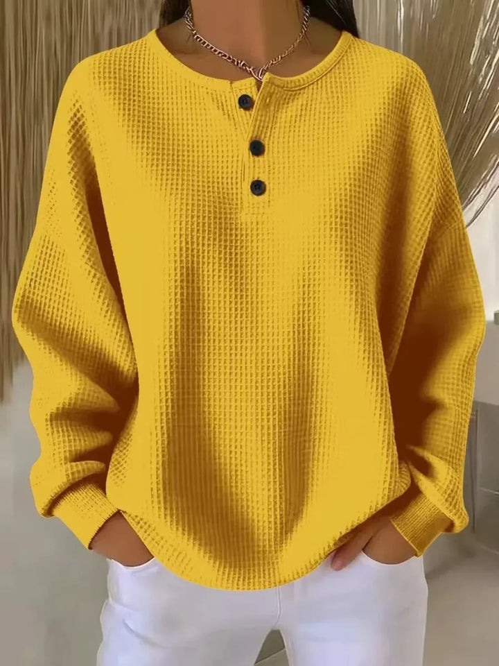 Anne | Gemütliches Sweatshirt für Damen mit Waffelstrick und Kragen
