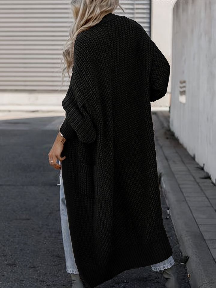 Damen-Maxi-Cardigan mit Taschen und langen Ärmeln