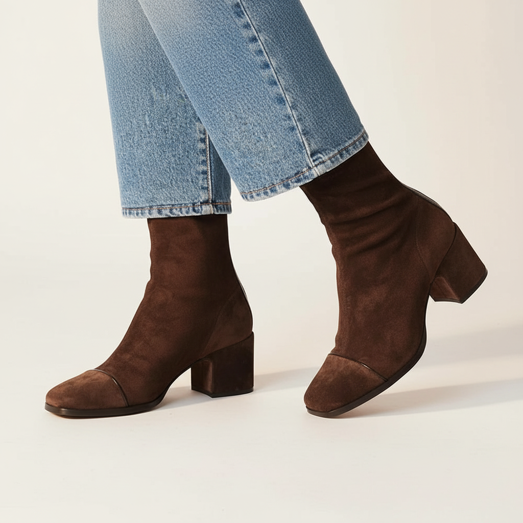 Lily | Stilvolle Wildleder-Ankle Boots Stiefel für Damen mit Quadratzehen