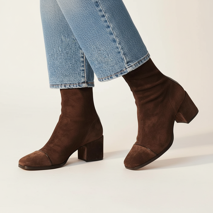 Lily | Stilvolle Wildleder-Ankle Boots Stiefel für Damen mit Quadratzehen