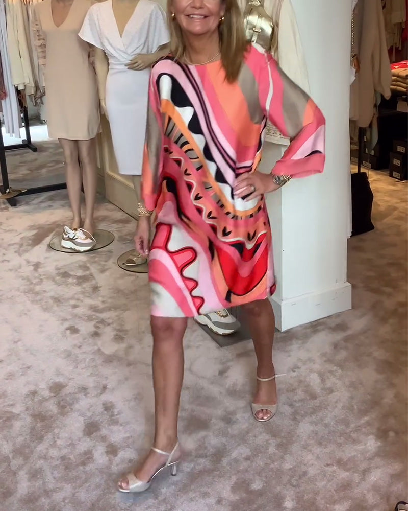 Kasey | Elegantes Sommerkleid für Damen mit Rundhalsausschnitt und kurzen Ärmeln