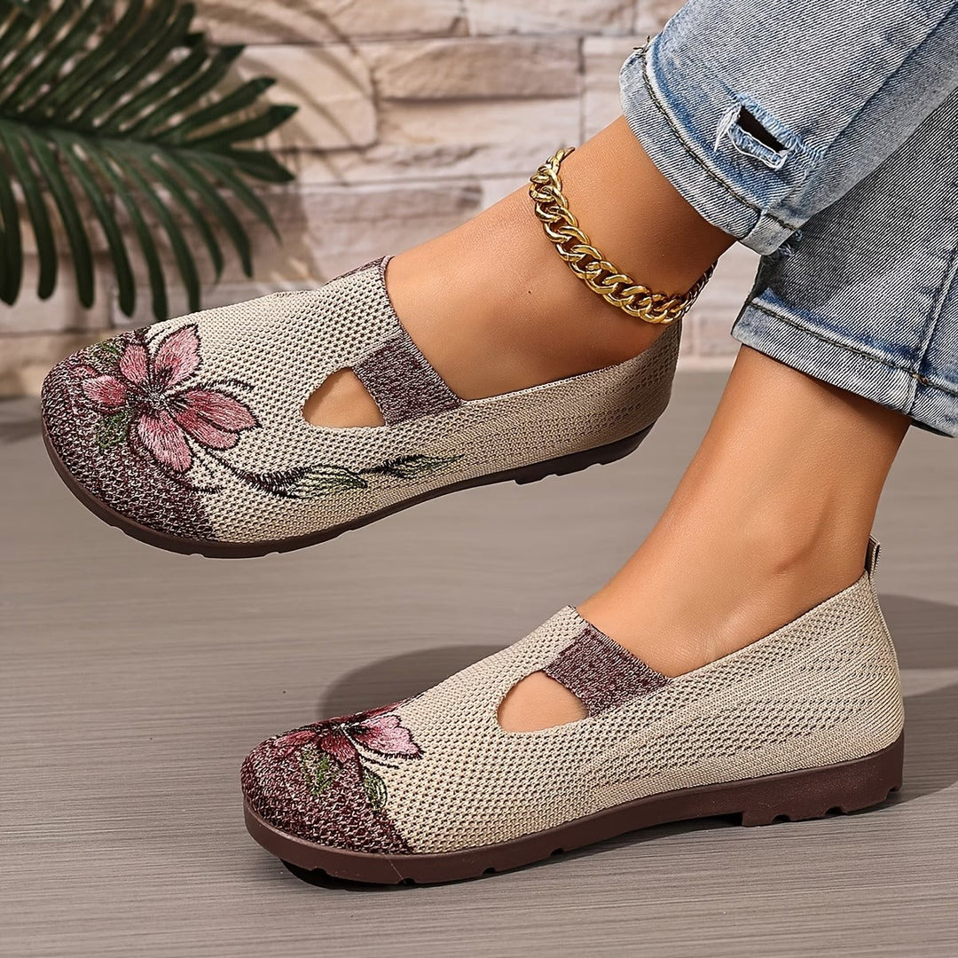 Schicke bestickte atmungsaktive Damenschuhe für Damen mit Blumenmuster