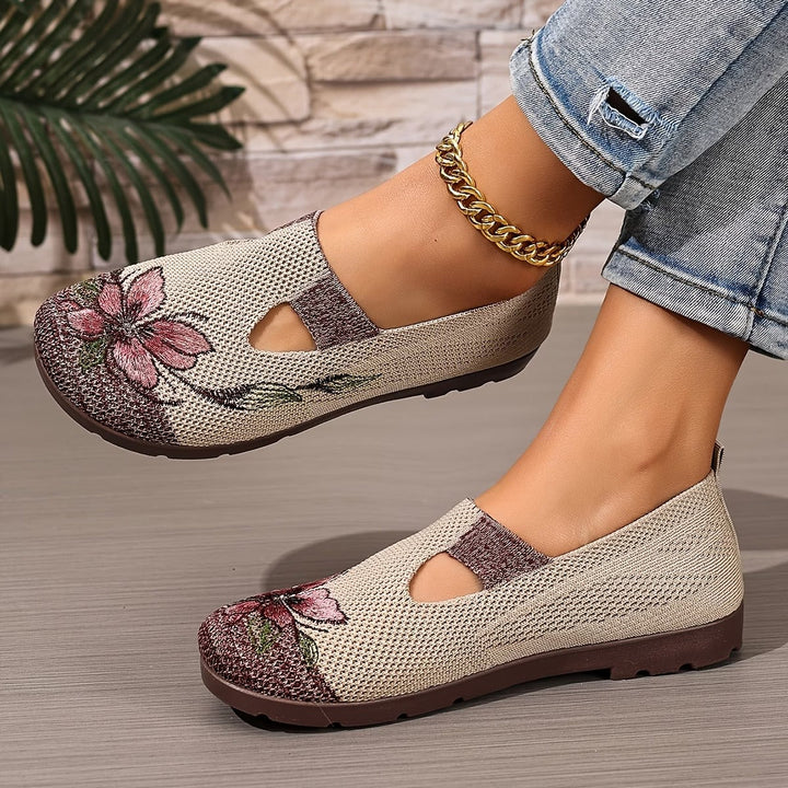 Schicke bestickte atmungsaktive Damenschuhe für Damen mit Blumenmuster