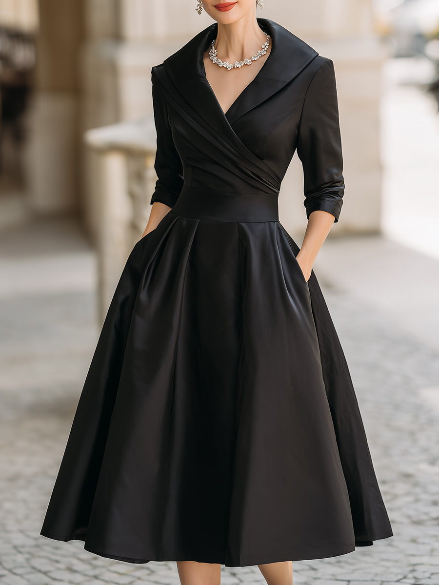 Colette | Lina Feiertags-Eleganzkleid für Damen mit V-Ausschnitt und 3/4-Ärmeln