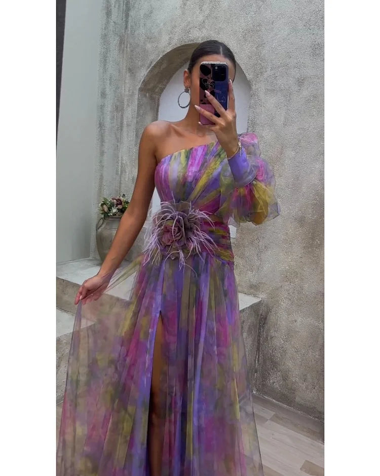 Lara | Langärmeliges Maxikleid für Damen mit V-Ausschnitt
