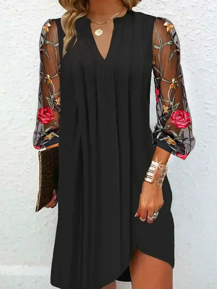 Renée | Elegantes Mini-Kleid für Damen mit Blumenmuster und V-Ausschnitt