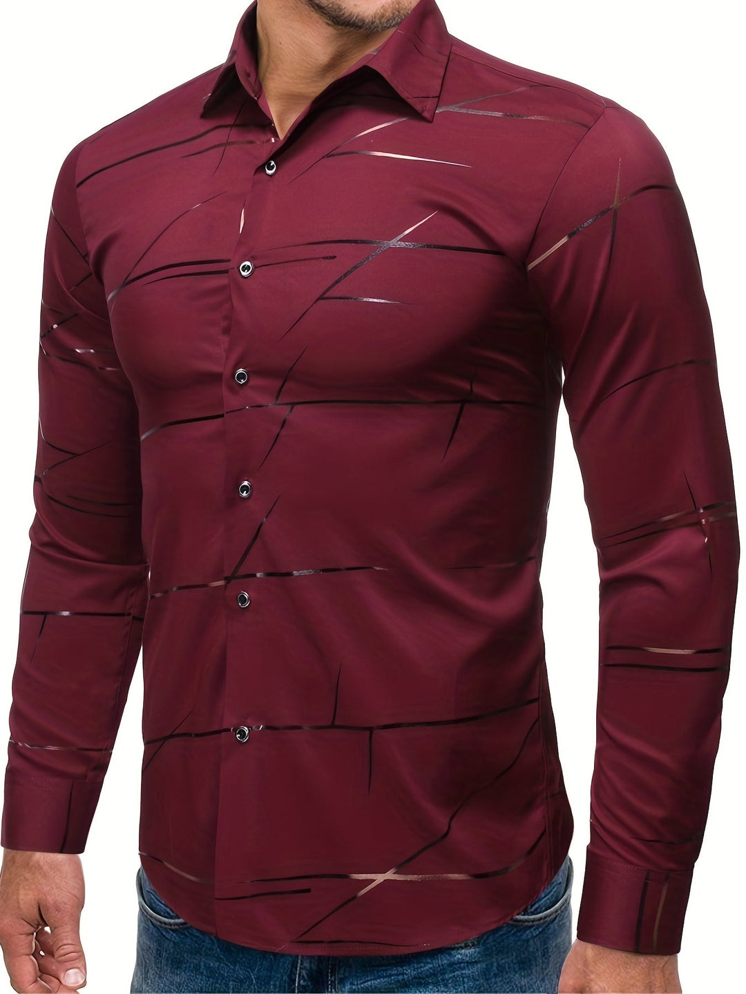 Henry | Herren Casual Slim Shirt mit langen Ärmeln und geometrischem Muster