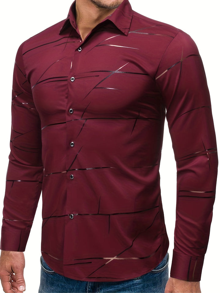 Henry | Herren Casual Slim Shirt mit langen Ärmeln und geometrischem Muster