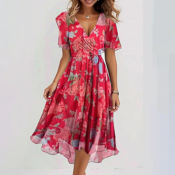 Eleonora | Elegantes Kurzärmeliges Kleid für Damen mit V-Ausschnitt