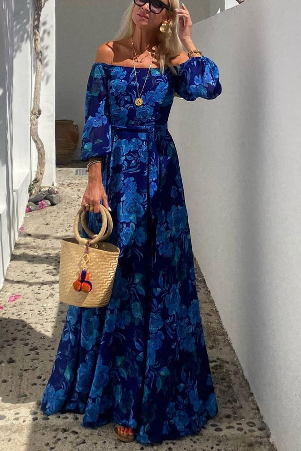 Calista | Florales Maxikleid für Damen mit schulterfrei-Design