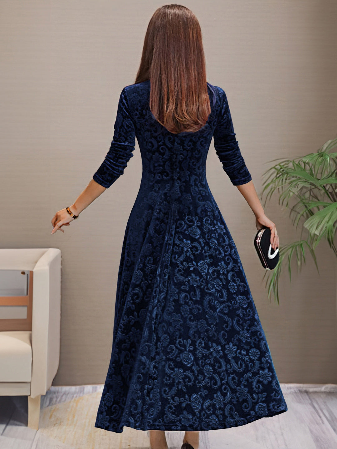 Nancy | s Feiertagskleid für Damen mit Blumenmuster und V-Ausschnitt