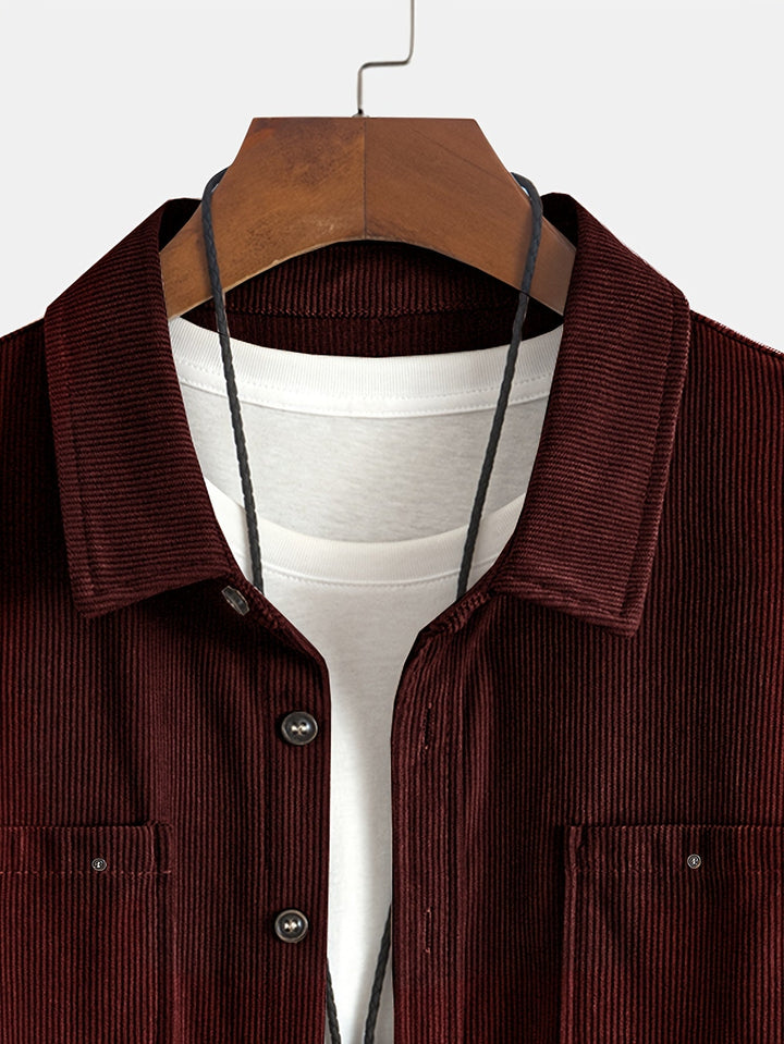 Lukas | Herren Langarm-Overshirt mit Knöpfen und Taschen