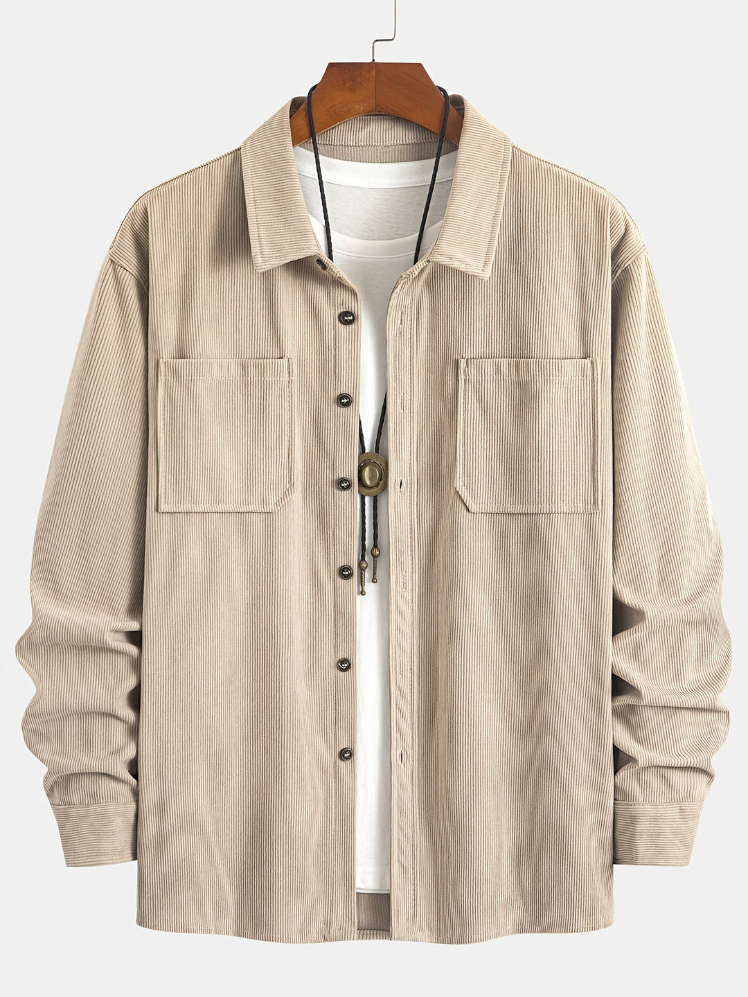 Lukas | Herren Langarm-Overshirt mit Knöpfen und Taschen