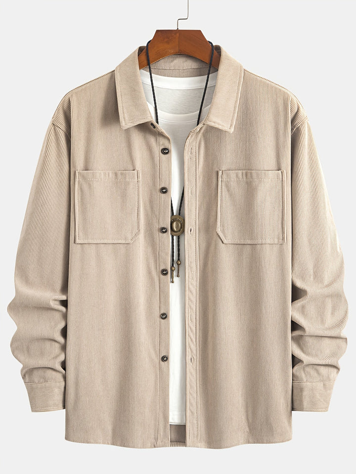 Lukas | Herren Langarm-Overshirt mit Knöpfen und Taschen