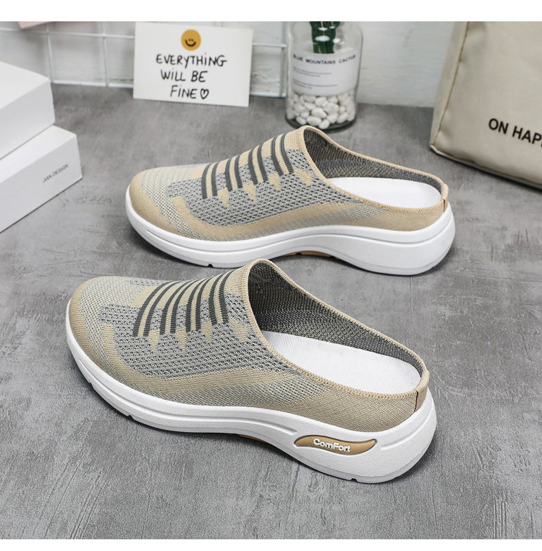 Schicke und atmungsaktive Damen Slip-On Mesh Sneakers mit flachem Absatz