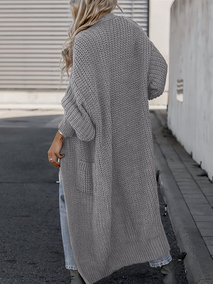Damen-Maxi-Cardigan mit Taschen und langen Ärmeln