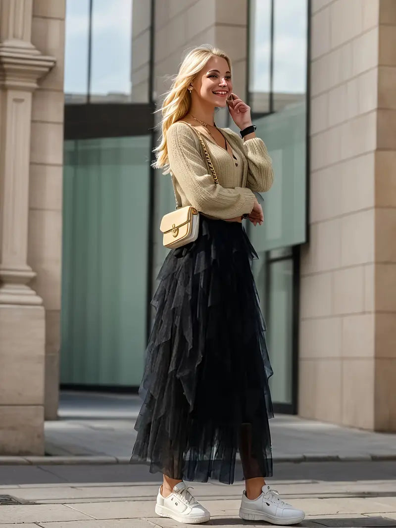 Cecil | Stilvoller Mesh-Layered Tutu-Rock für Damen