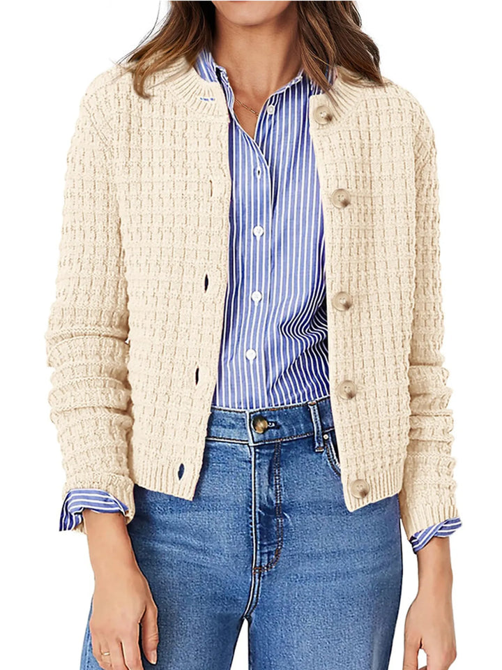Harper | Strickjacke für Damen mit Knopfleiste und Rundhalsausschnitt
