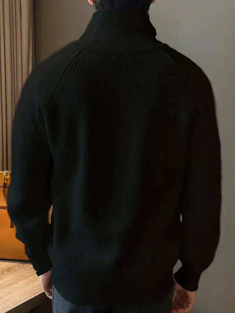 Brit und Boho | Ethan Klassischer Strick-Zipper mit langen Ärmeln