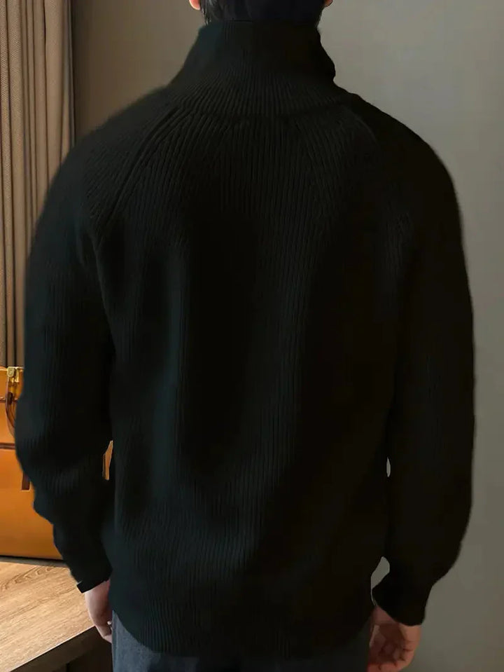 Brit und Boho | Ethan Klassischer Strick-Zipper mit langen Ärmeln