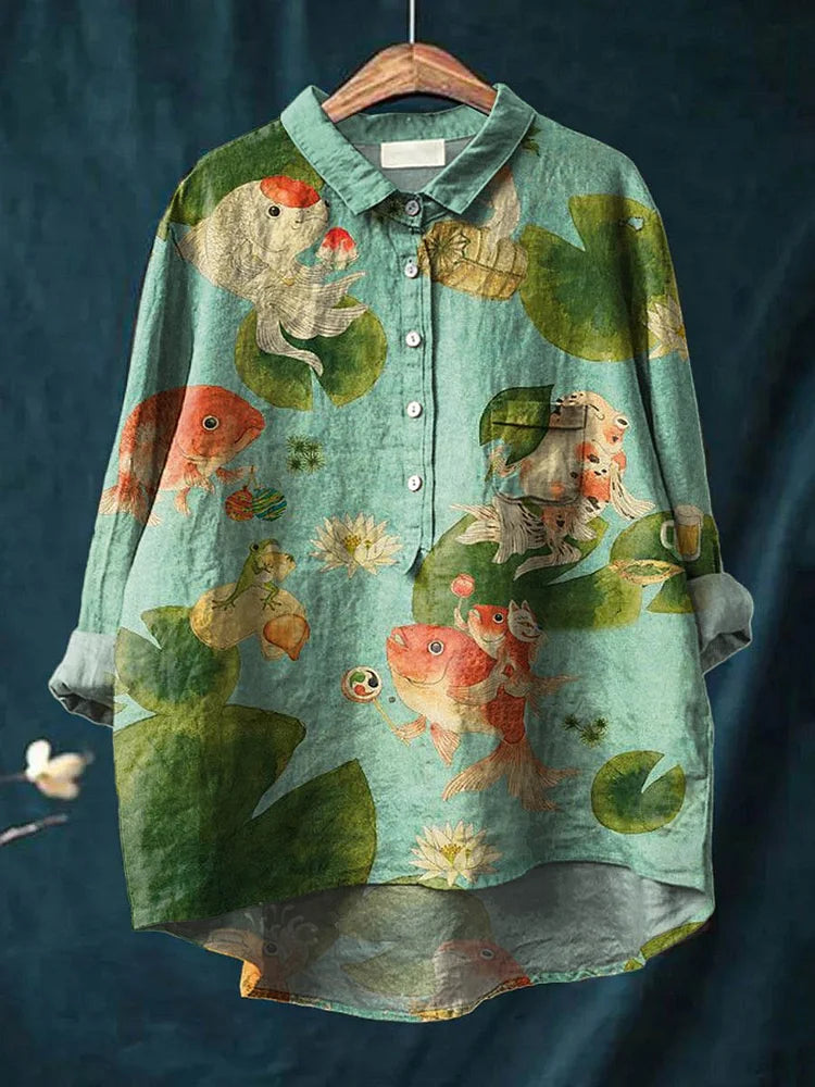 Ruthie | Fischkunst Shirt mit langen Ärmeln