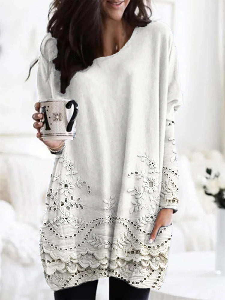 Clarissa | Bedruckter Gemütlicher Pullover mit Blumenmuster und langen Ärmeln
