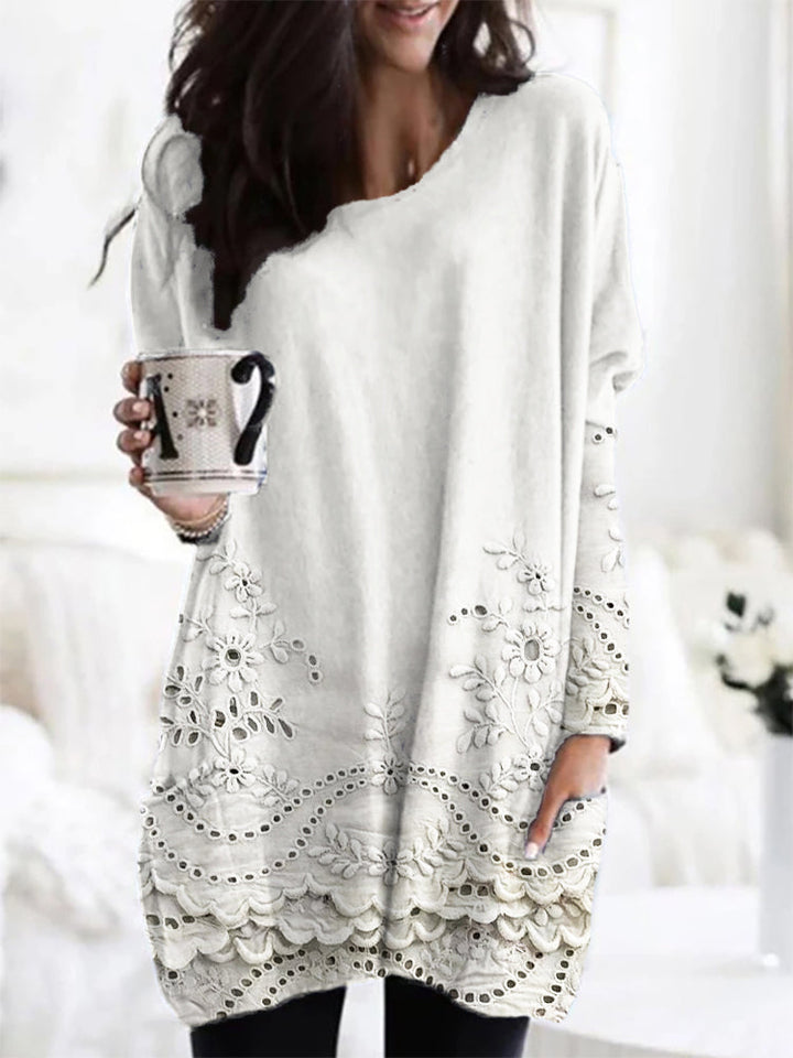 Clarissa | Bedruckter Gemütlicher Pullover mit Blumenmuster und langen Ärmeln