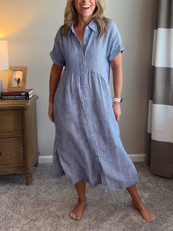 Gwen | Gestreiftes Hemdkleid für Damen mit Streifen und langen Ärmeln