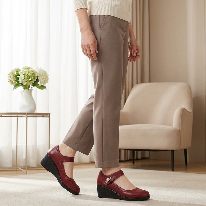 Anna | Damen Keilabsatz Mary-Jane-Schuhe
