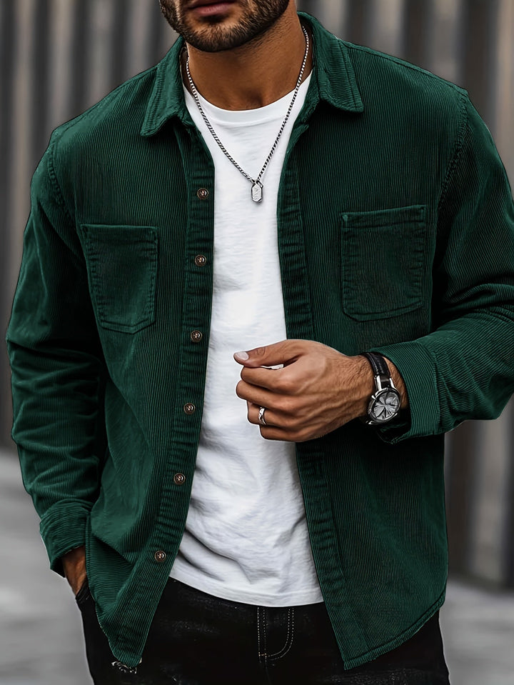 Lukas | Herren Langarm-Overshirt mit Knöpfen und Taschen