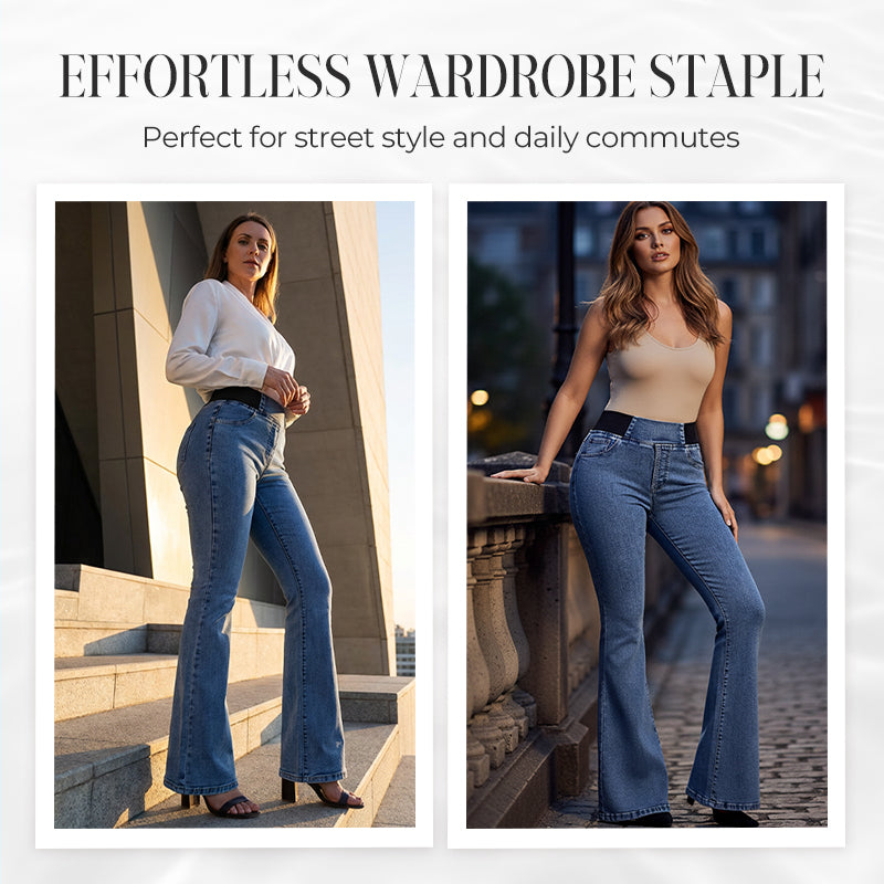 Damenjeans für Damen mit hohem Bund und dehnbaren Beinen